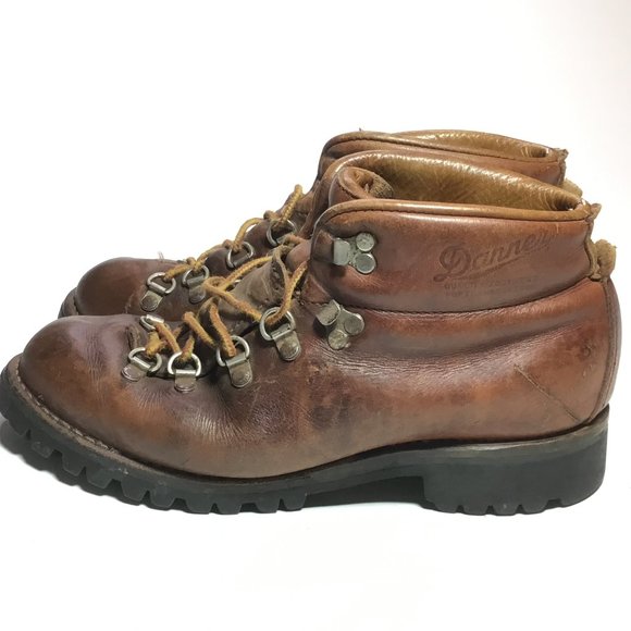 Original Vintage Danner Hiking Mountain Heavy Leather Boots Brown Size 7D GUC main image 4